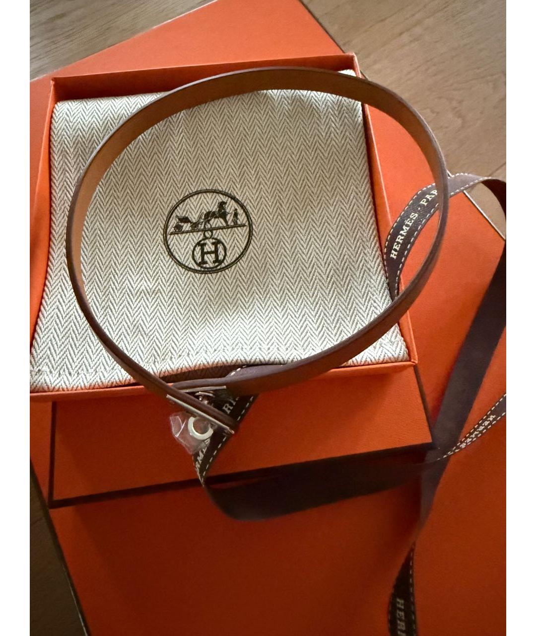 HERMES Золотой кожаный чокер, фото 2