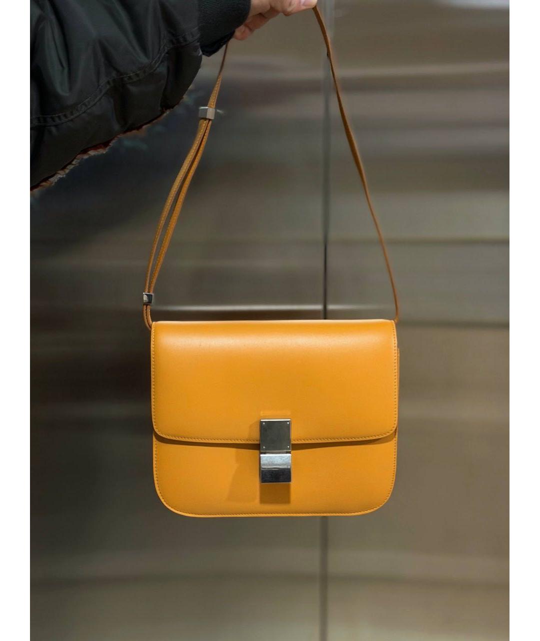 CELINE Оранжевая кожаная сумка через плечо, фото 2