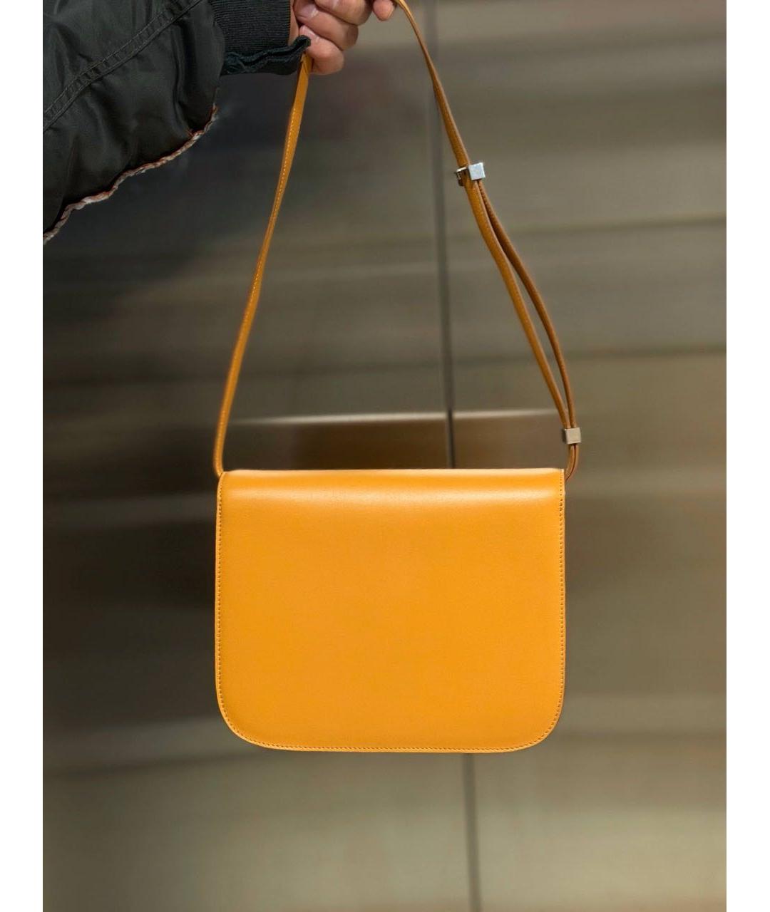 CELINE Оранжевая кожаная сумка через плечо, фото 3