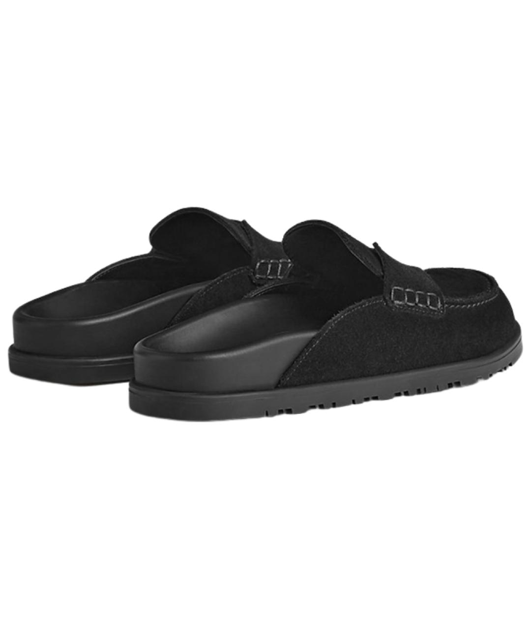 HERMES Черные замшевые мюли, фото 5