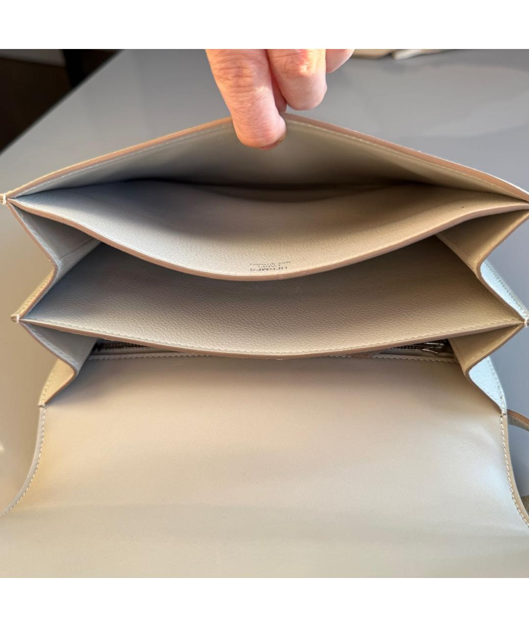 HERMES Серая кожаная сумка через плечо, фото 8