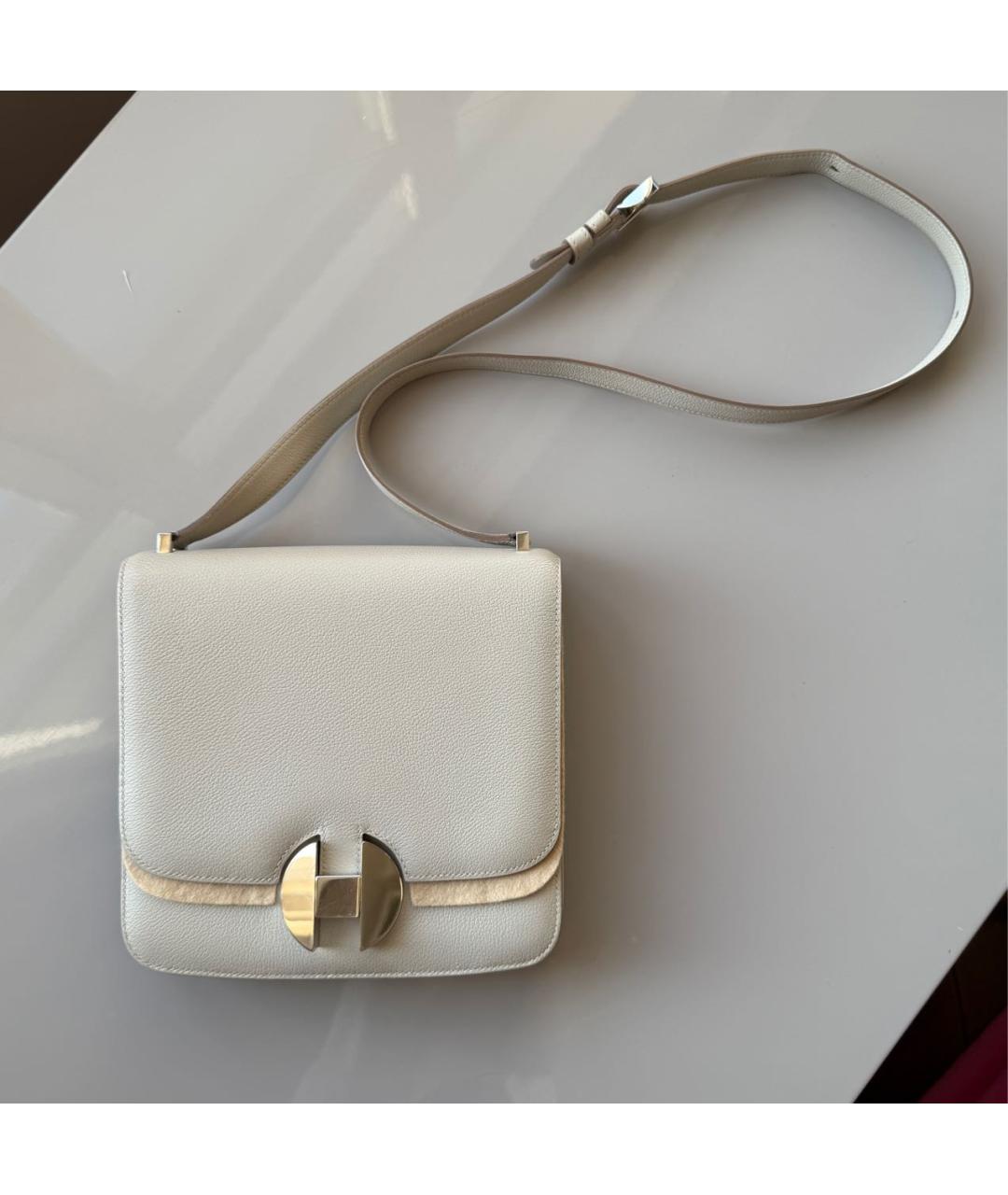 HERMES Серая кожаная сумка через плечо, фото 9