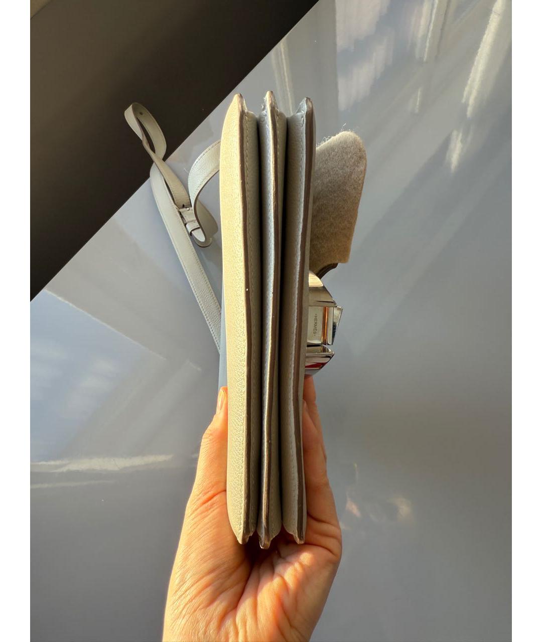 HERMES Серая кожаная сумка через плечо, фото 4