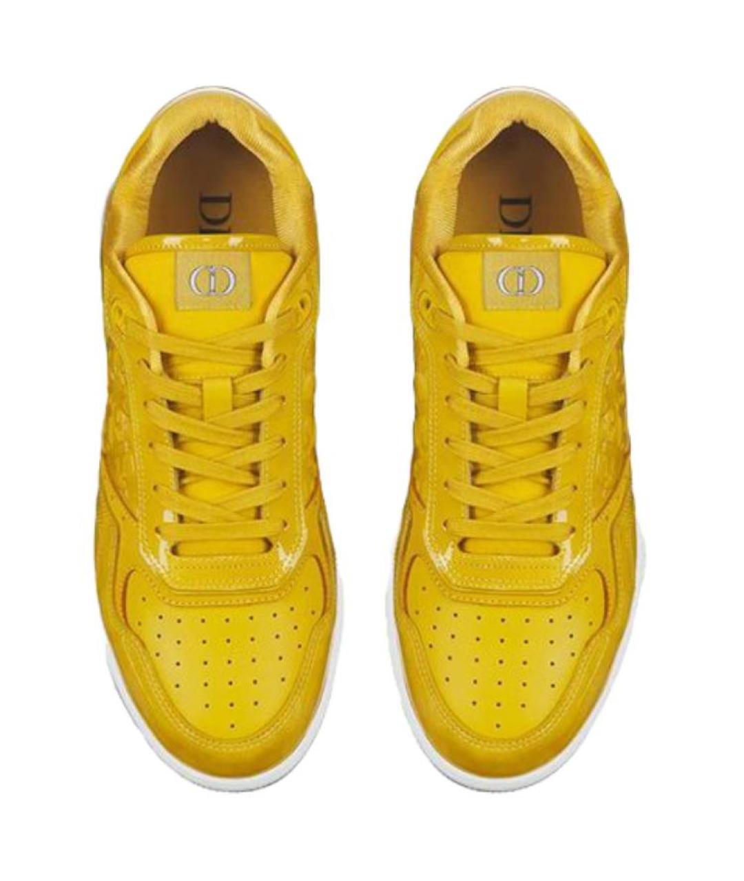 CHRISTIAN DIOR Желтые кожаные низкие кроссовки / кеды, фото 4