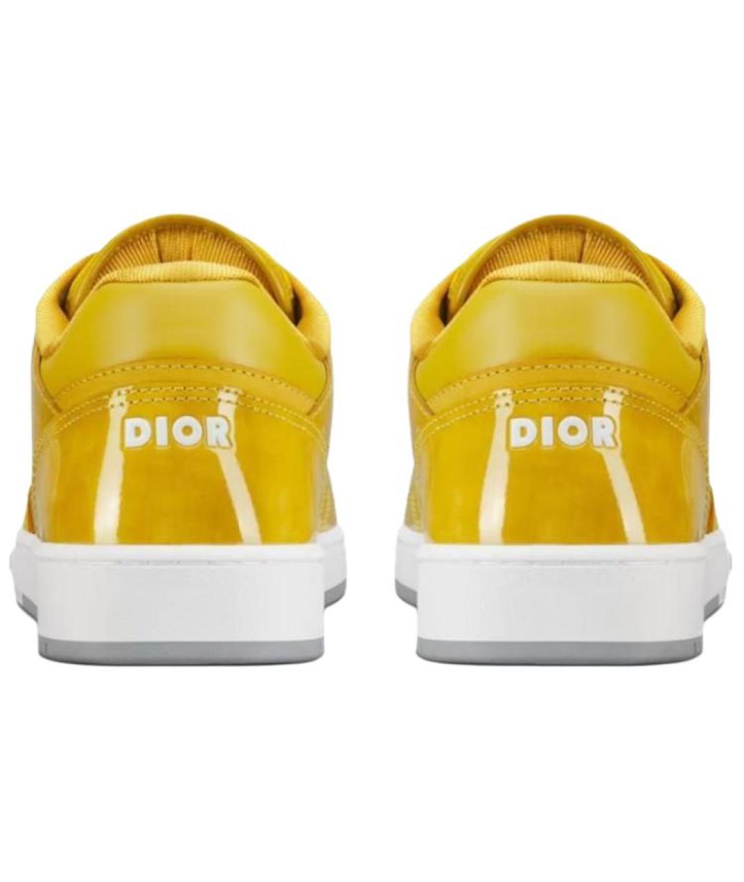 CHRISTIAN DIOR Желтые кожаные низкие кроссовки / кеды, фото 5