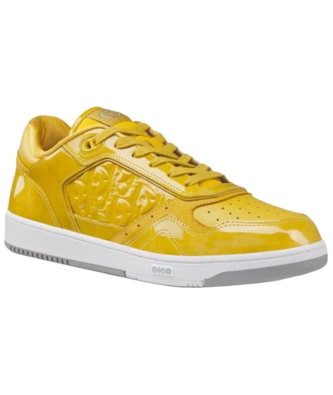 CHRISTIAN DIOR Желтые кожаные низкие кроссовки / кеды, фото 3