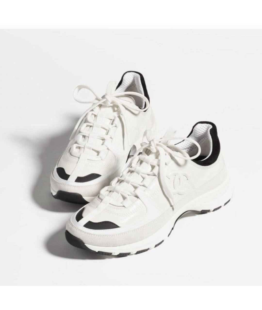 CHANEL Белые кожаные кроссовки, фото 2