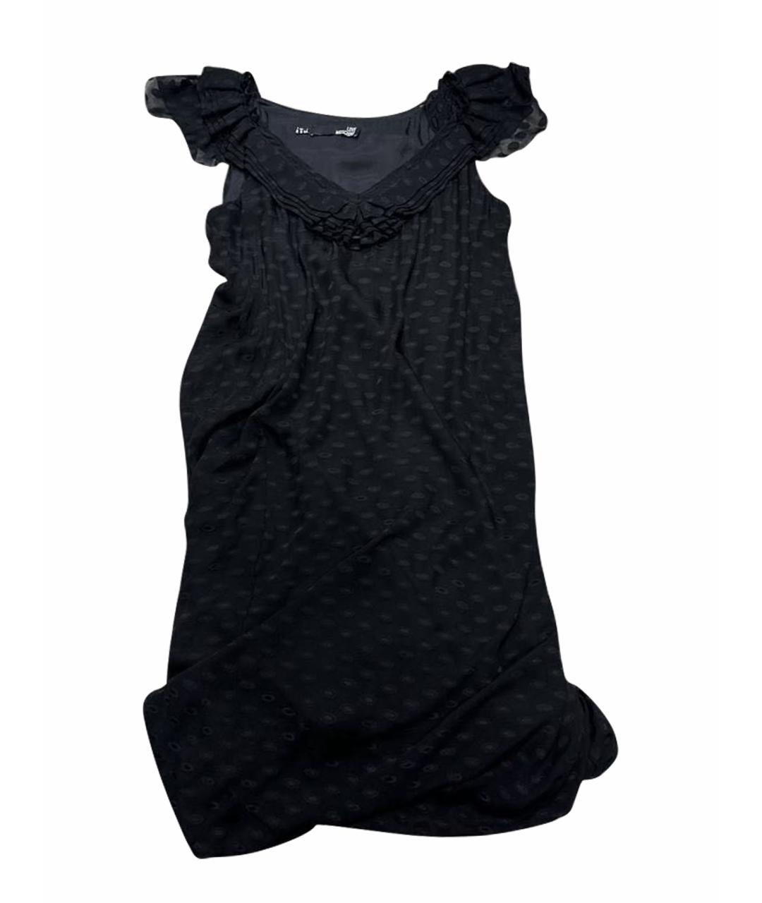 LOVE MOSCHINO Черное шелковое коктейльное платье, фото 1