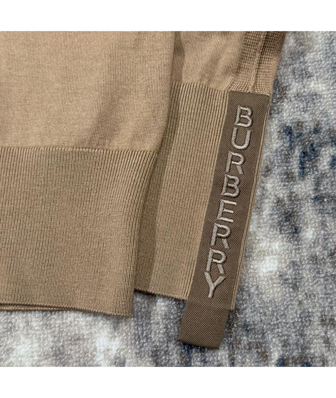 BURBERRY Бежевый шерстяной джемпер / свитер, фото 3