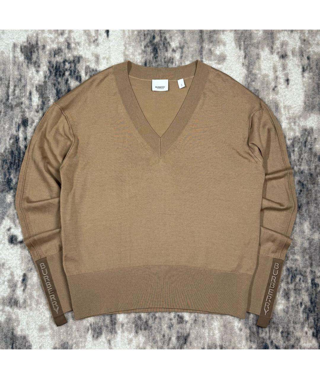 BURBERRY Бежевый шерстяной джемпер / свитер, фото 2