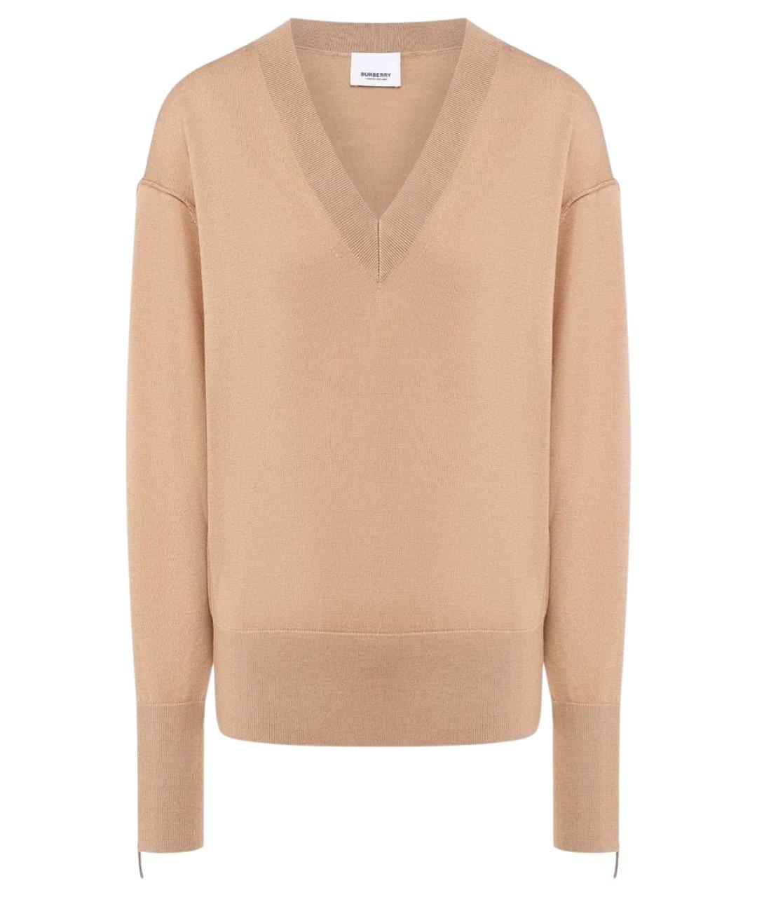 BURBERRY Бежевый шерстяной джемпер / свитер, фото 1