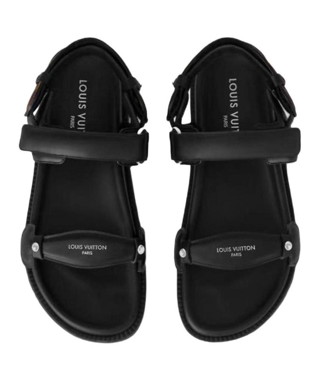 LOUIS VUITTON Черные кожаные сандалии, фото 4