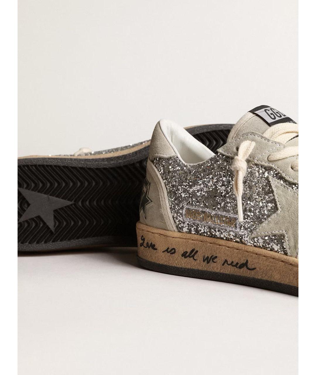 GOLDEN GOOSE DELUXE BRAND Серебряные кожаные кеды, фото 3