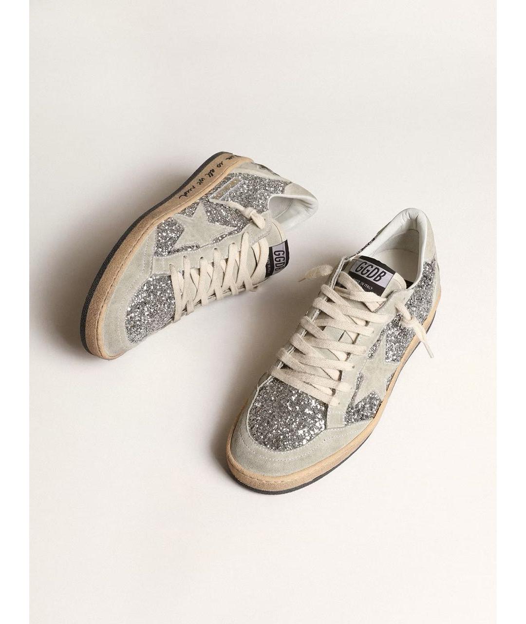 GOLDEN GOOSE DELUXE BRAND Серебряные кожаные кеды, фото 2