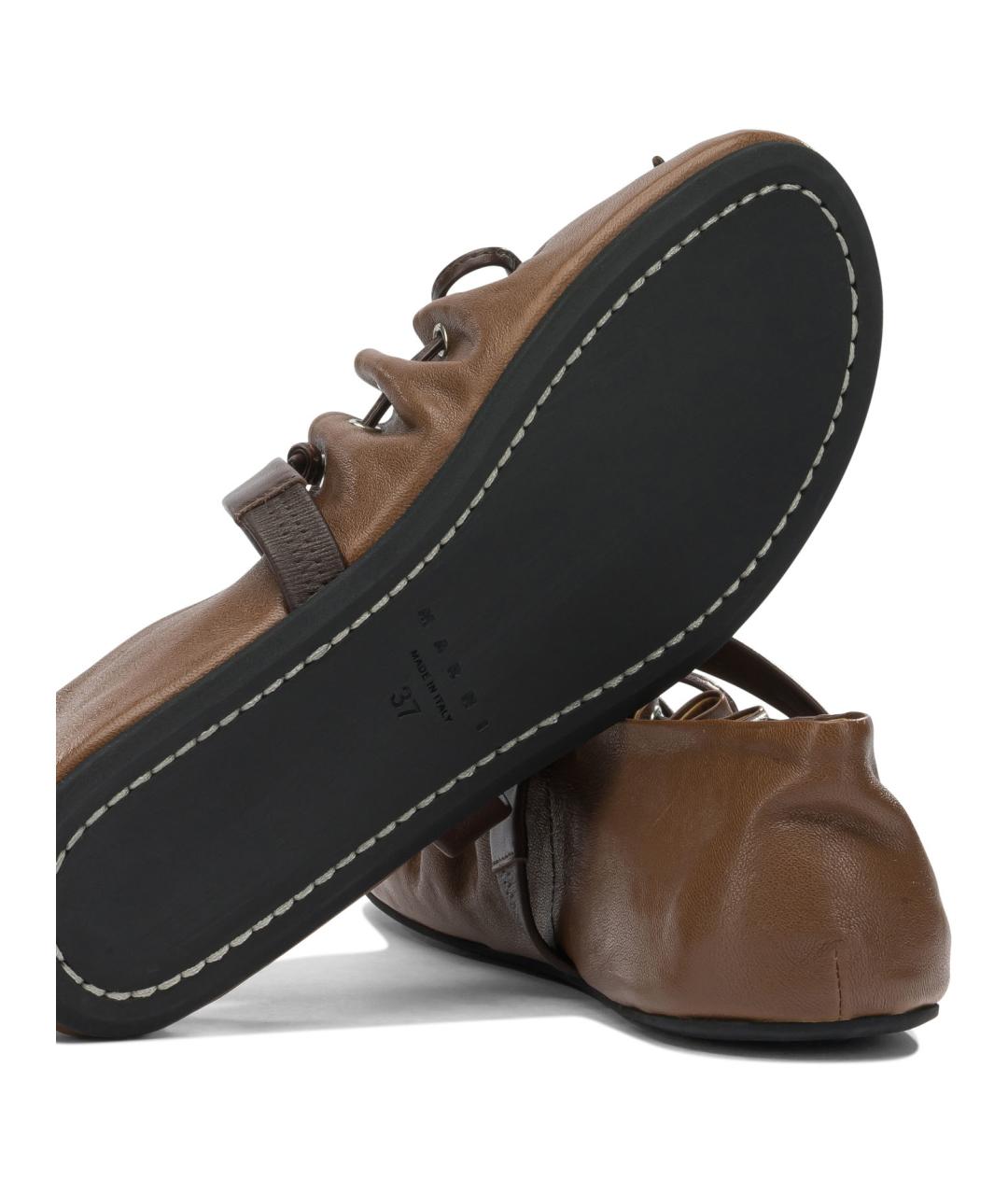MARNI Коричневые кожаные балетки, фото 5