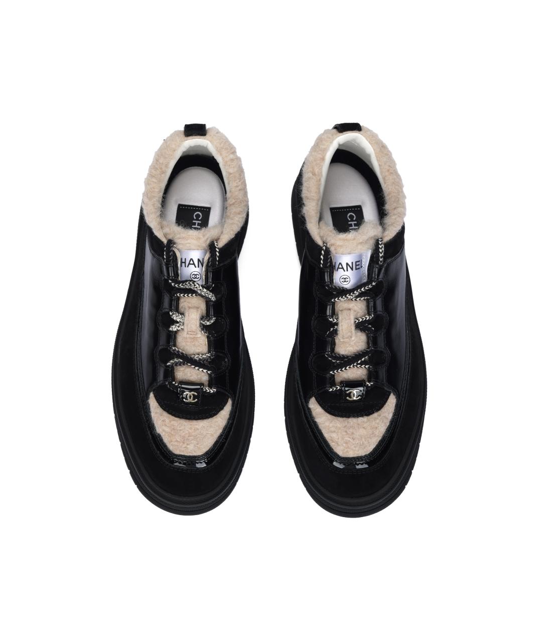 CHANEL Черные кожаные кроссовки, фото 3