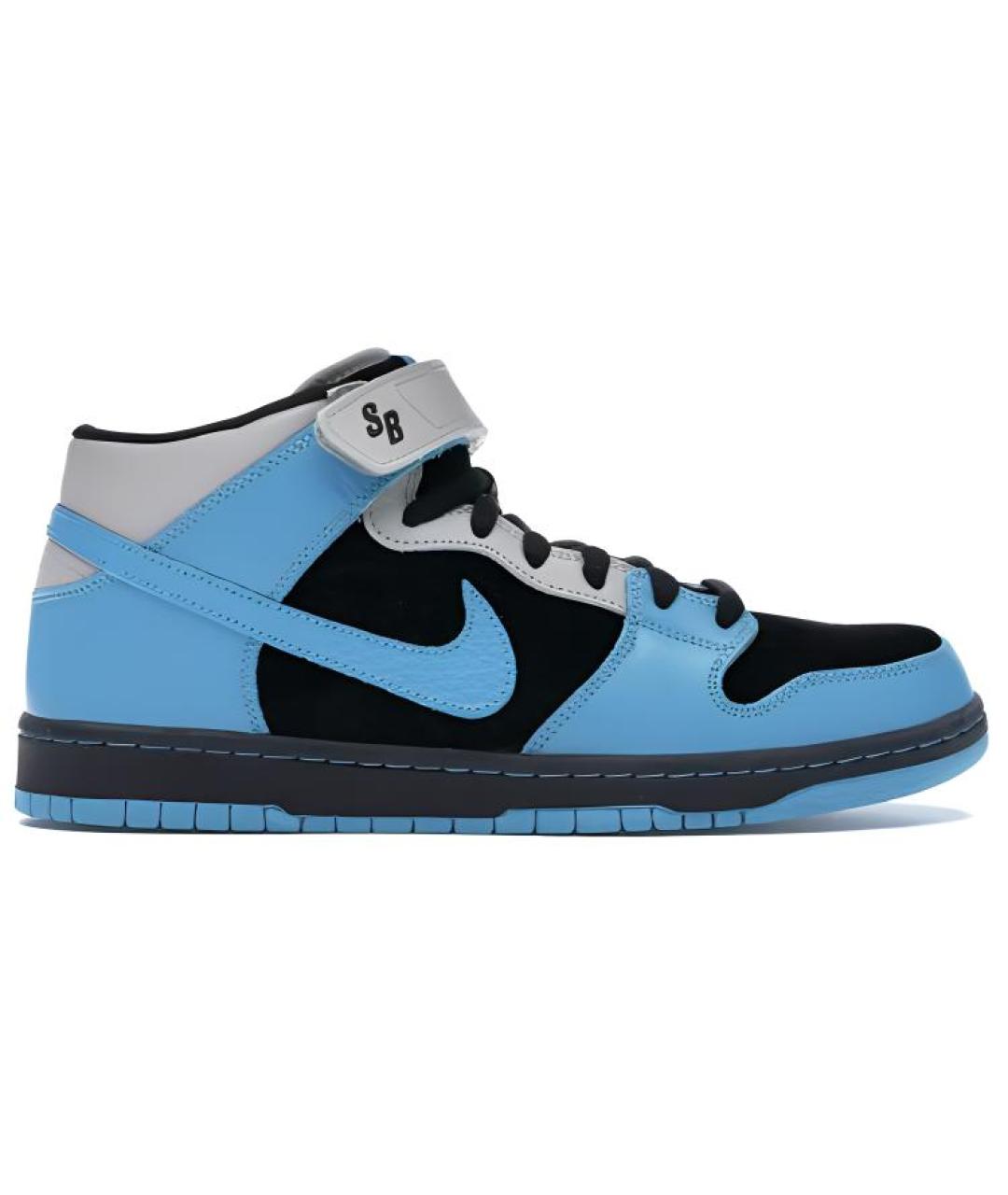 NIKE Синие кожаные высокие кроссовки / кеды, фото 1