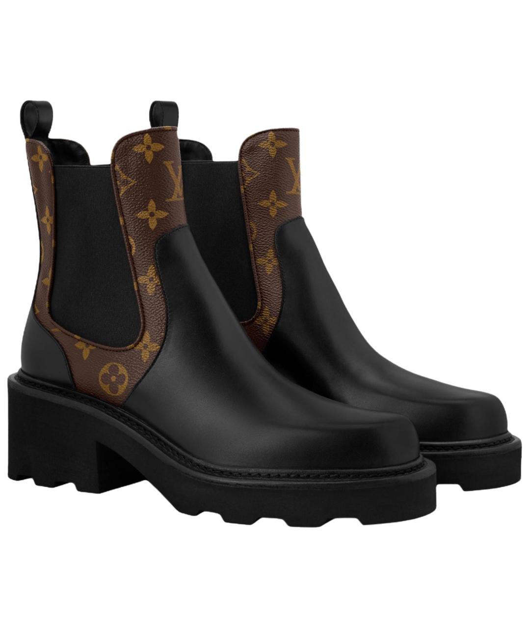 LOUIS VUITTON Черные кожаные ботинки, фото 3