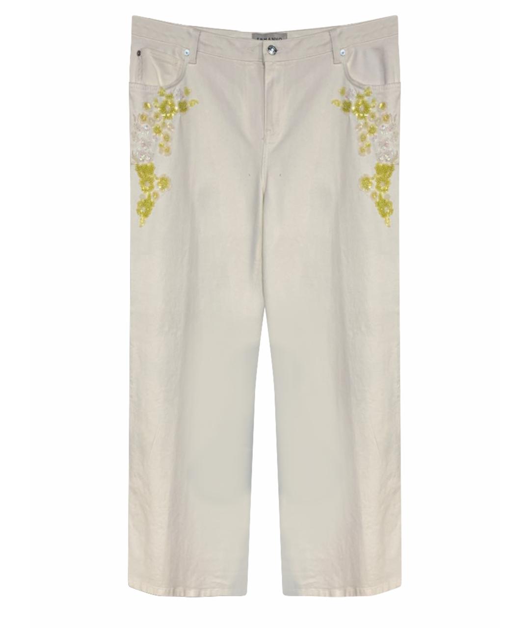 ERMANNO FIRENZE Белые хлопко-эластановые прямые джинсы, фото 1