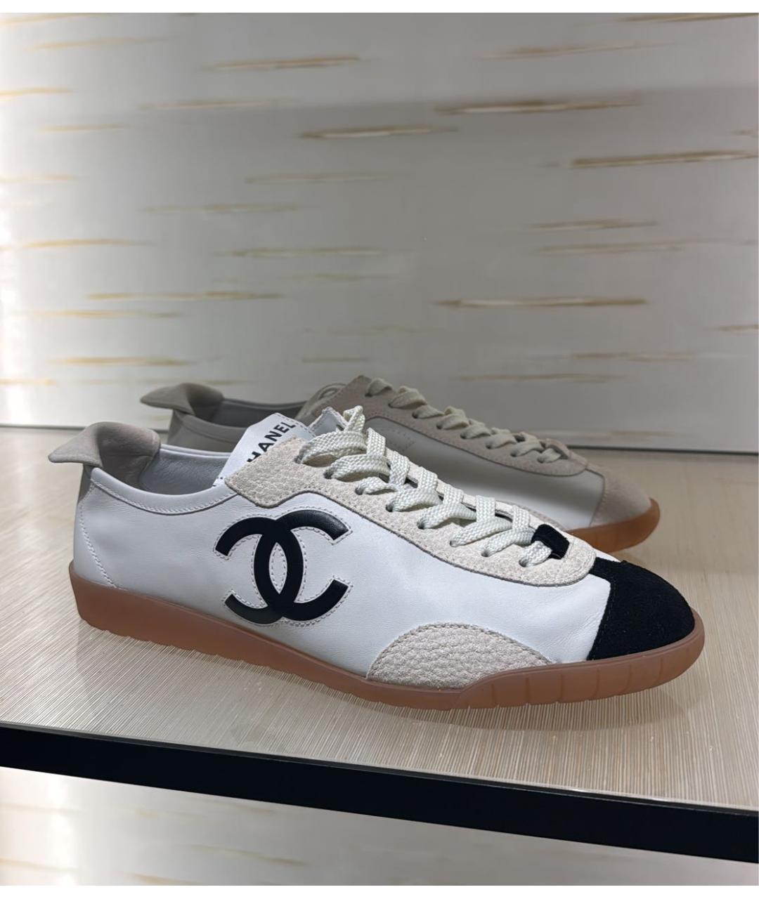 CHANEL Белые кожаные кеды, фото 6