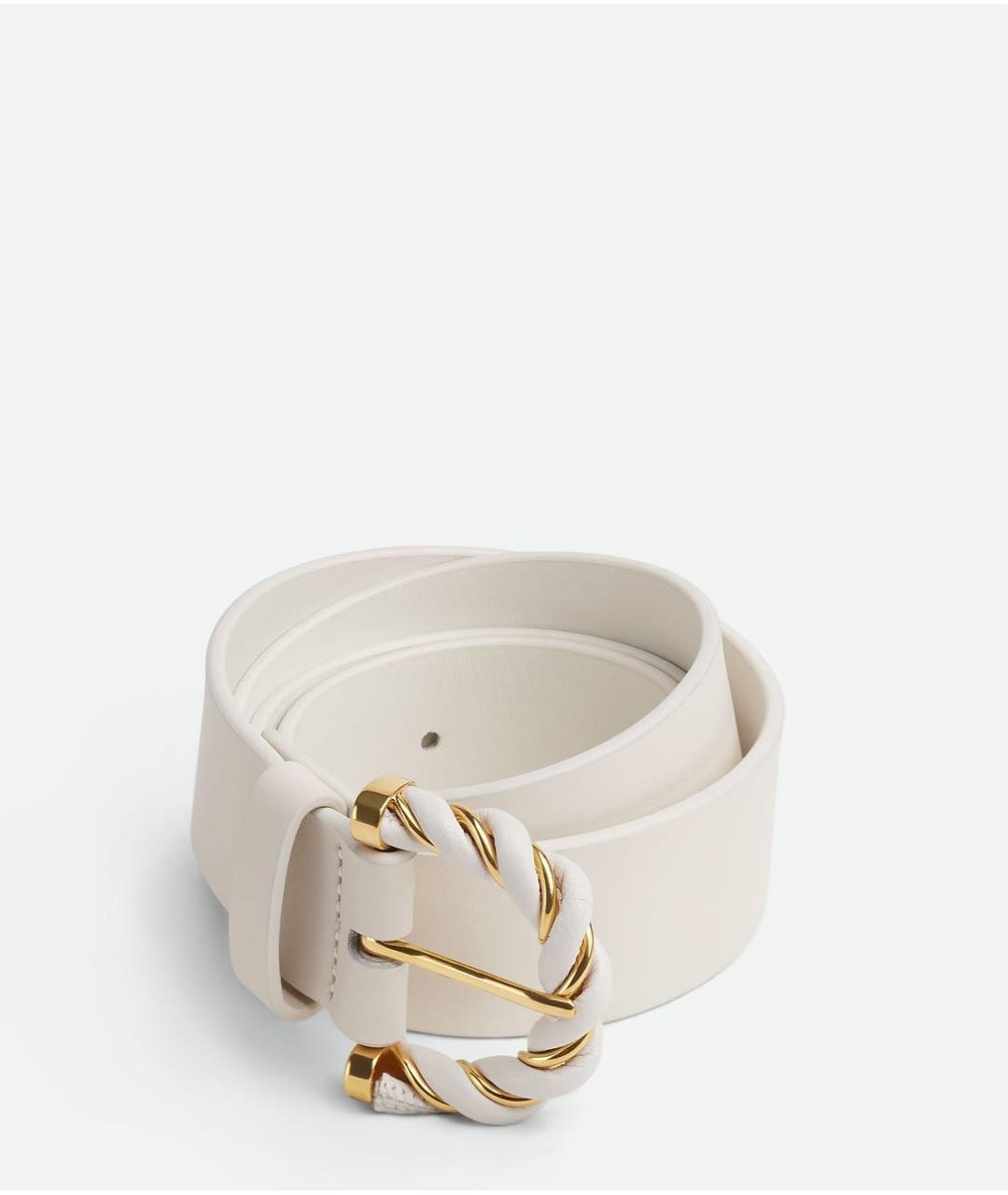 BOTTEGA VENETA Белый кожаный ремень, фото 8