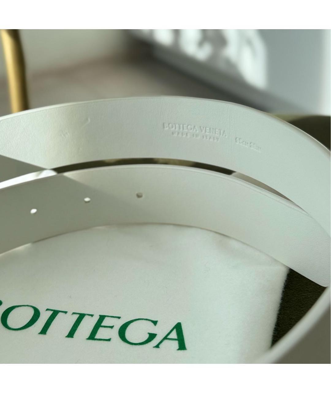 BOTTEGA VENETA Белый кожаный ремень, фото 3