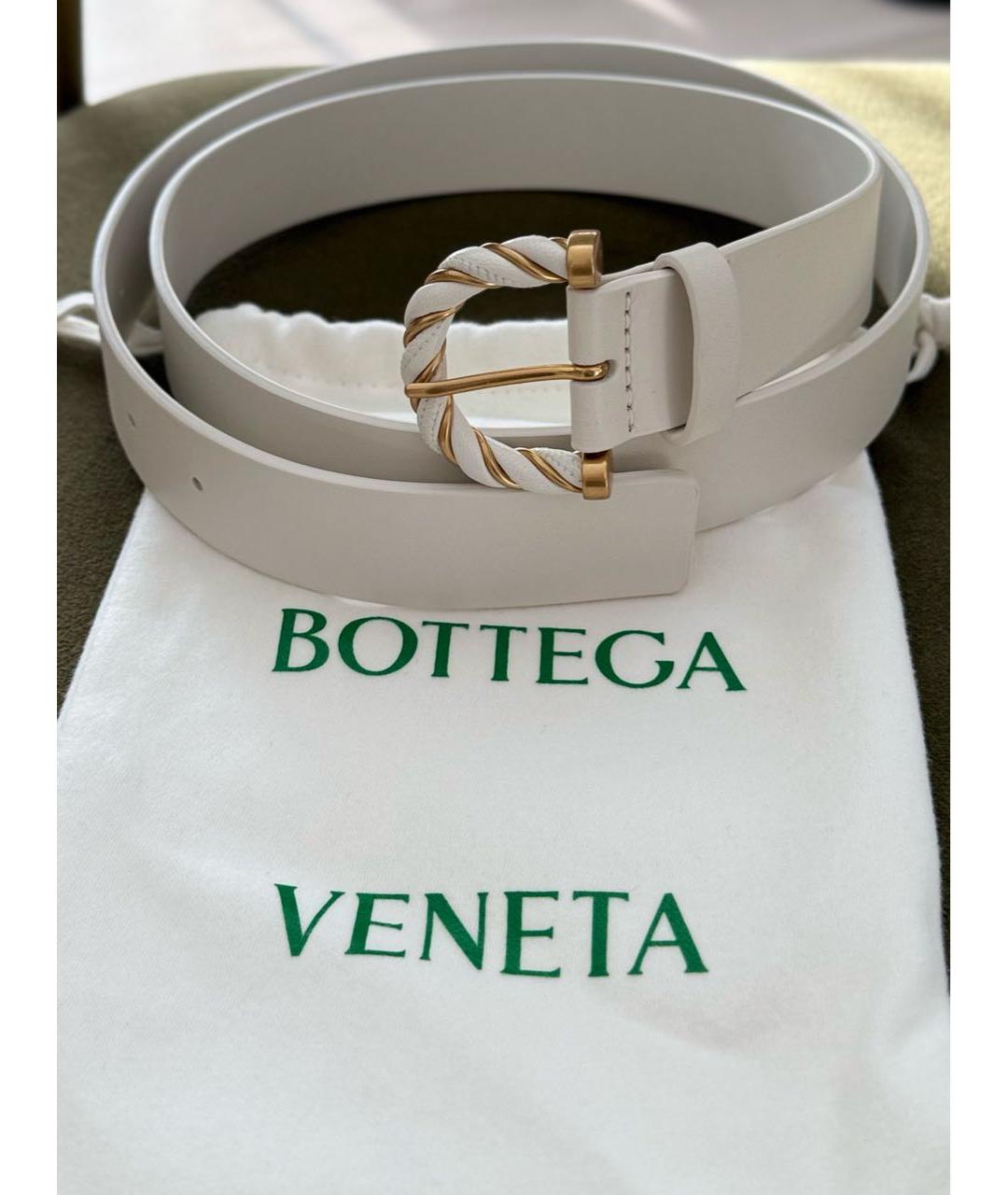 BOTTEGA VENETA Белый кожаный ремень, фото 2