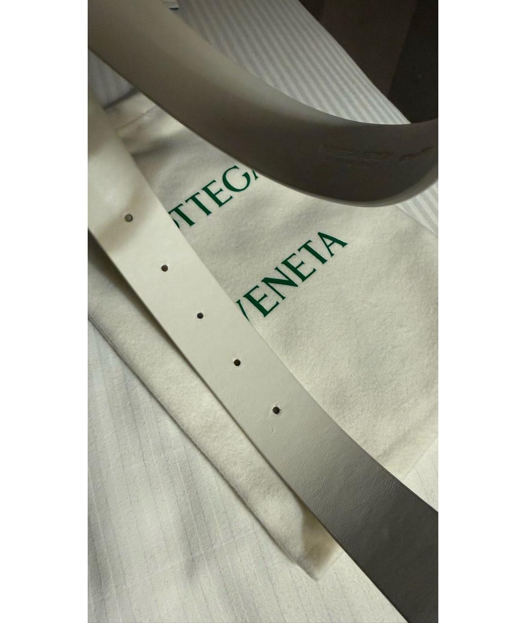 BOTTEGA VENETA Белый кожаный ремень, фото 6