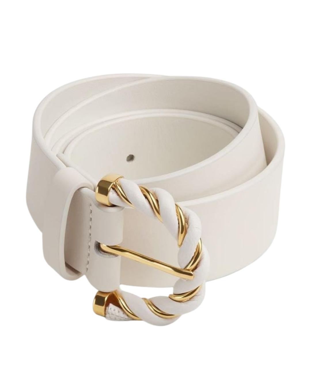 BOTTEGA VENETA Белый кожаный ремень, фото 1