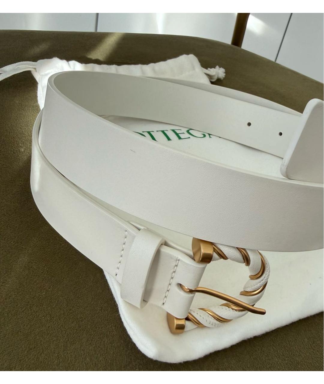 BOTTEGA VENETA Белый кожаный ремень, фото 7