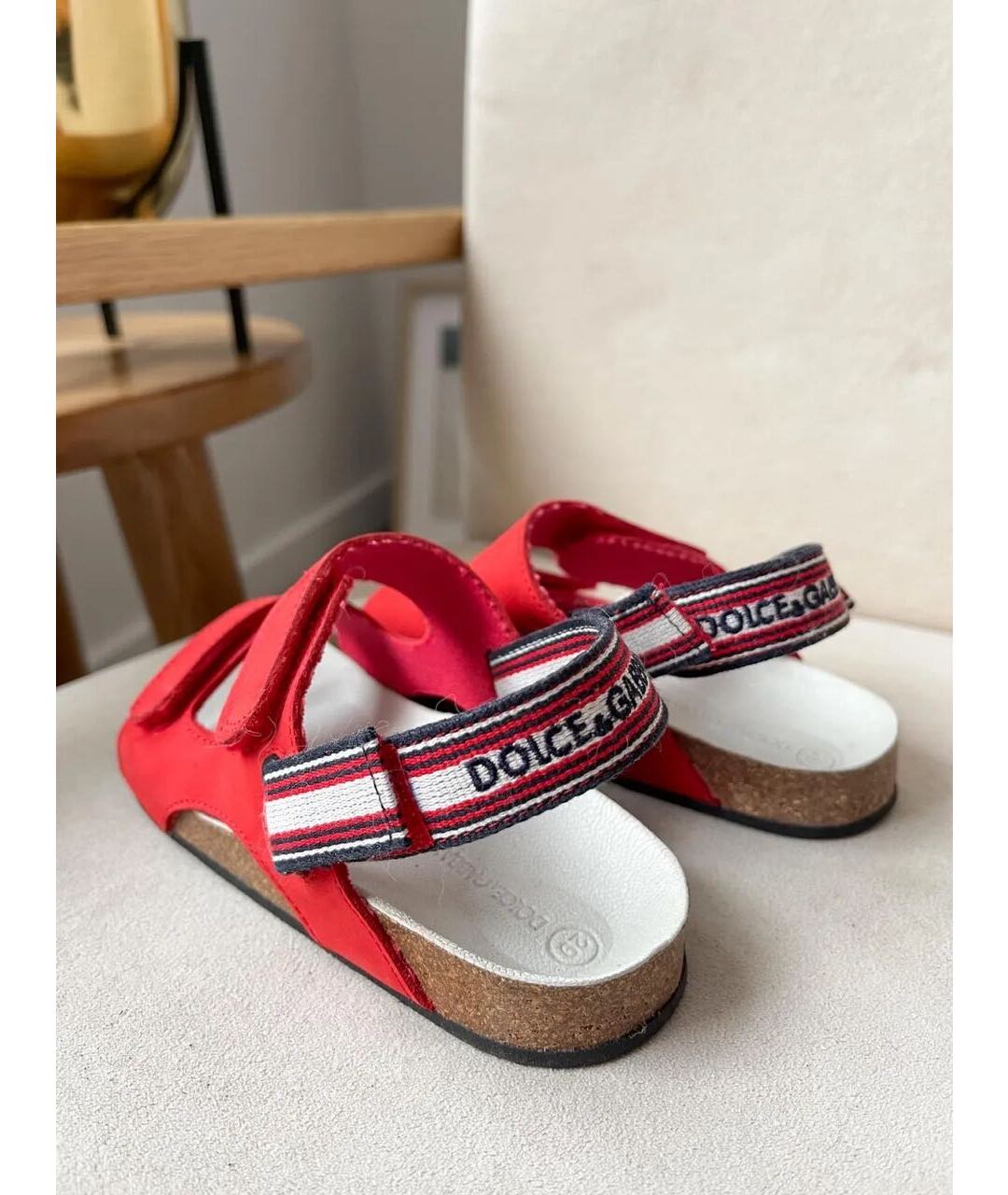 DOLCE&GABBANA Красные кожаные сандалии и шлепанцы, фото 2