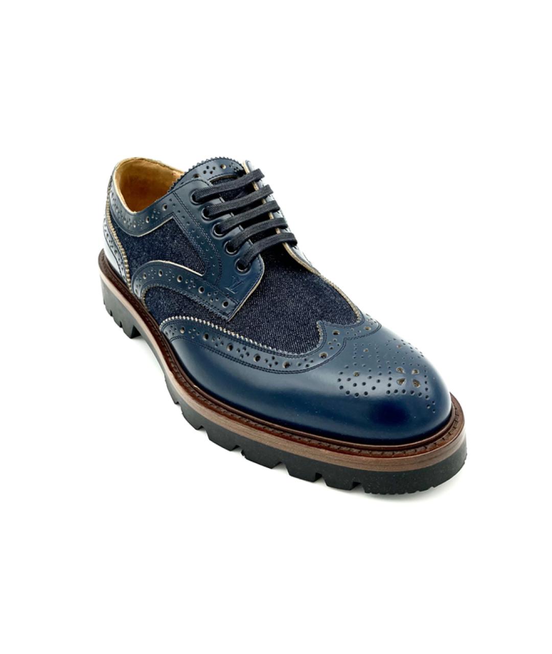 LOUIS VUITTON Синие кожаные туфли, фото 2