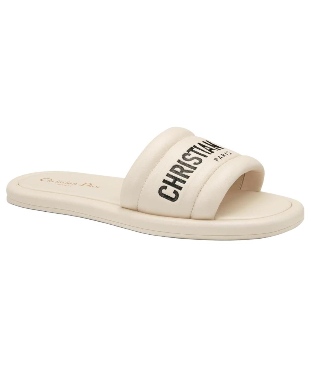 CHRISTIAN DIOR Бежевые кожаные сандалии, фото 3