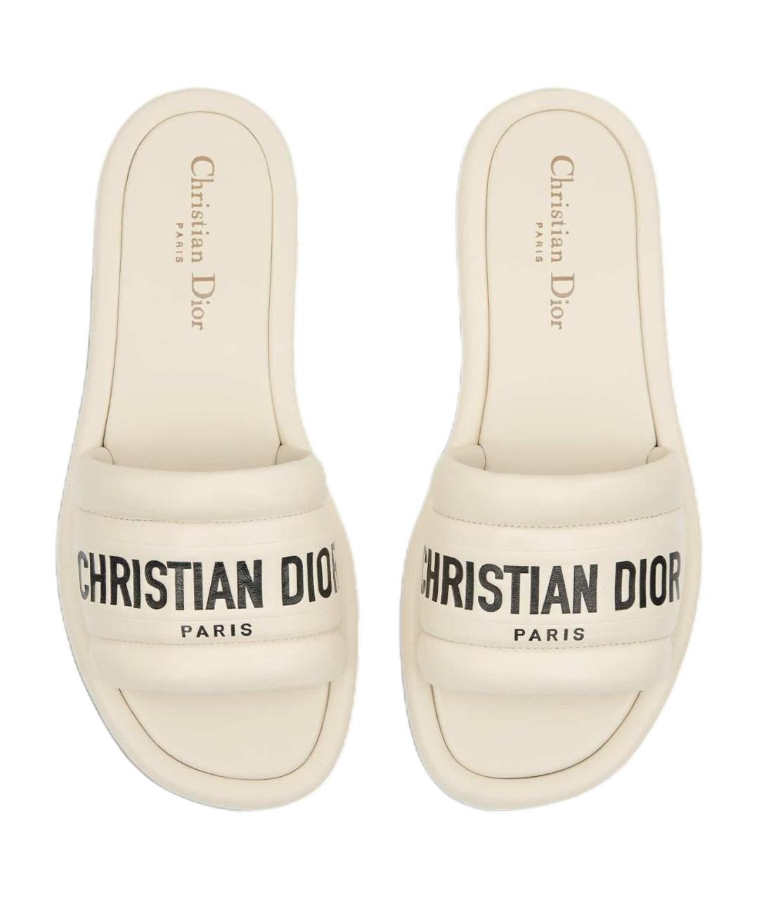 CHRISTIAN DIOR Бежевые кожаные сандалии, фото 5