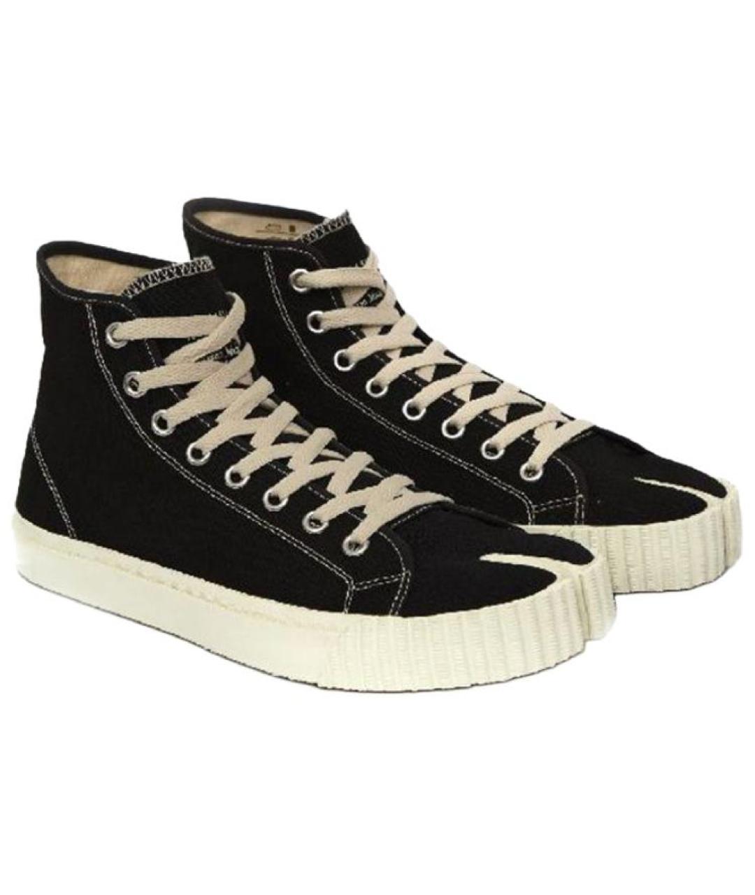 MAISON MARGIELA Черные текстильные низкие кроссовки / кеды, фото 2