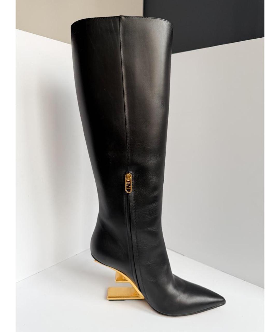 FENDI Черные кожаные сапоги, фото 2