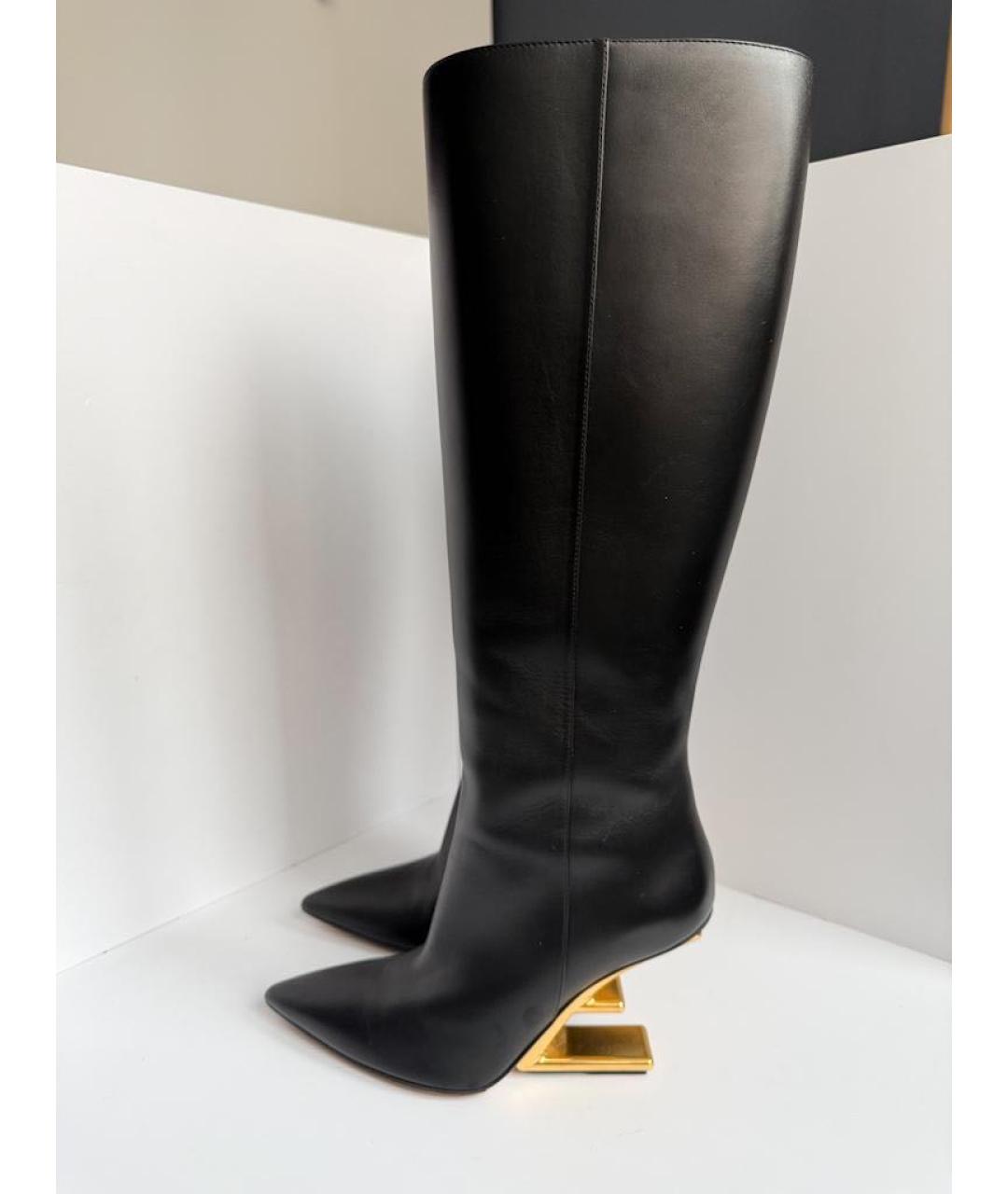 FENDI Черные кожаные сапоги, фото 9