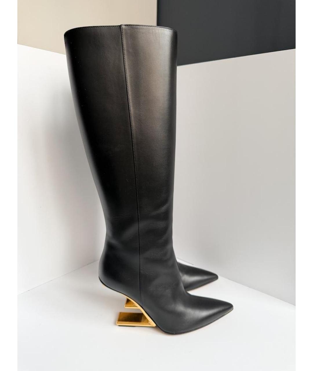 FENDI Черные кожаные сапоги, фото 7