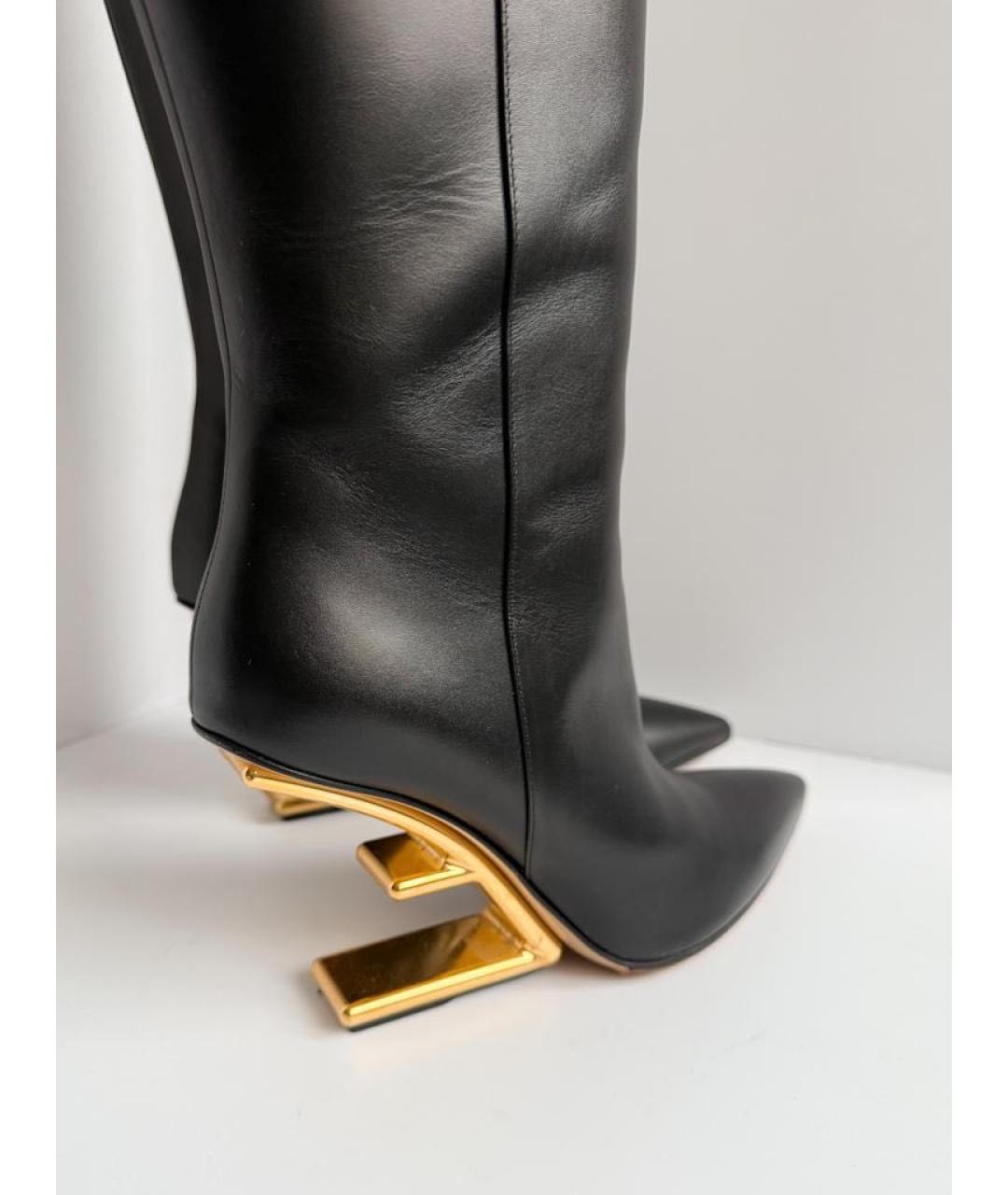 FENDI Черные кожаные сапоги, фото 3