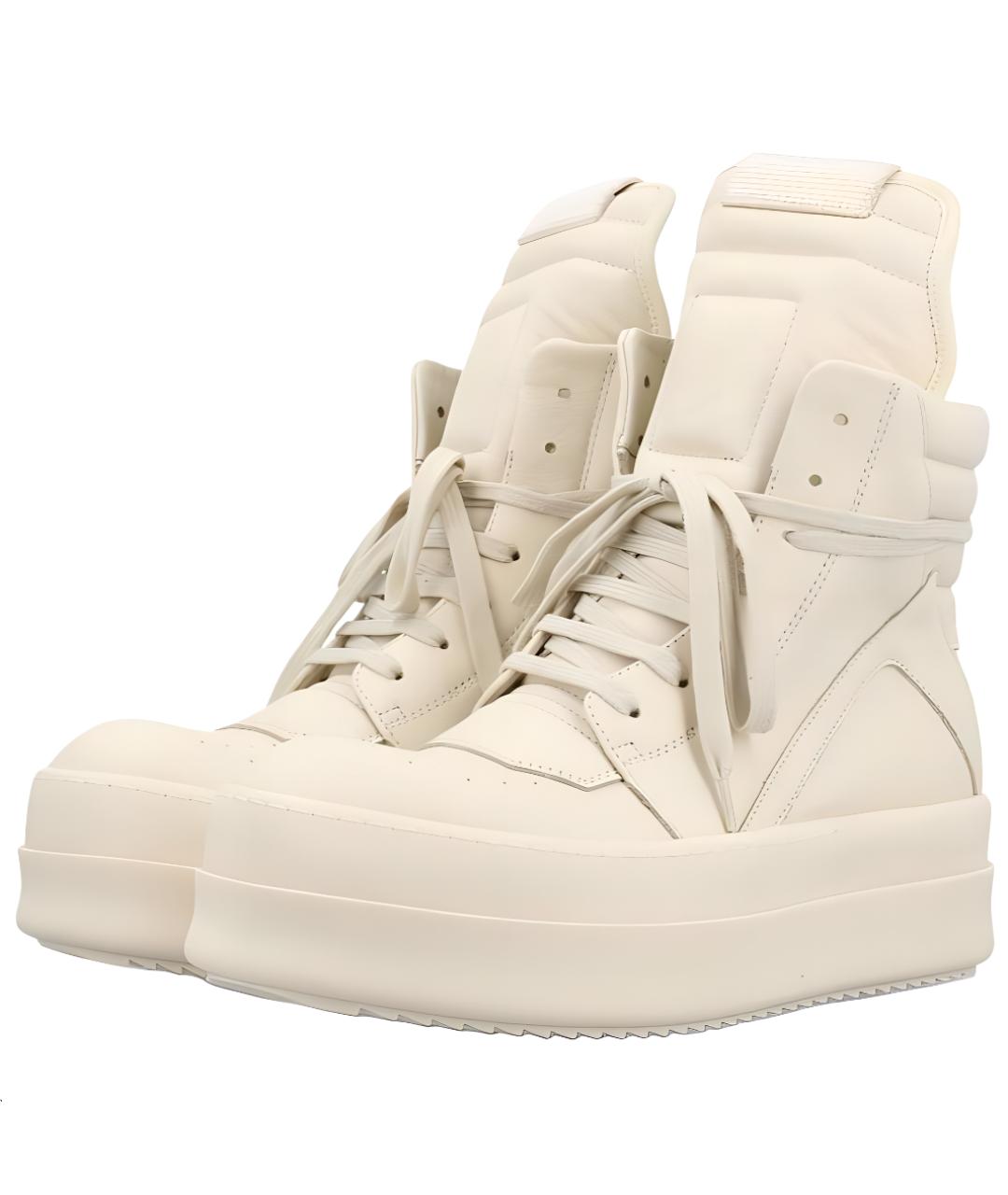 RICK OWENS Бежевые кожаные кроссовки, фото 3