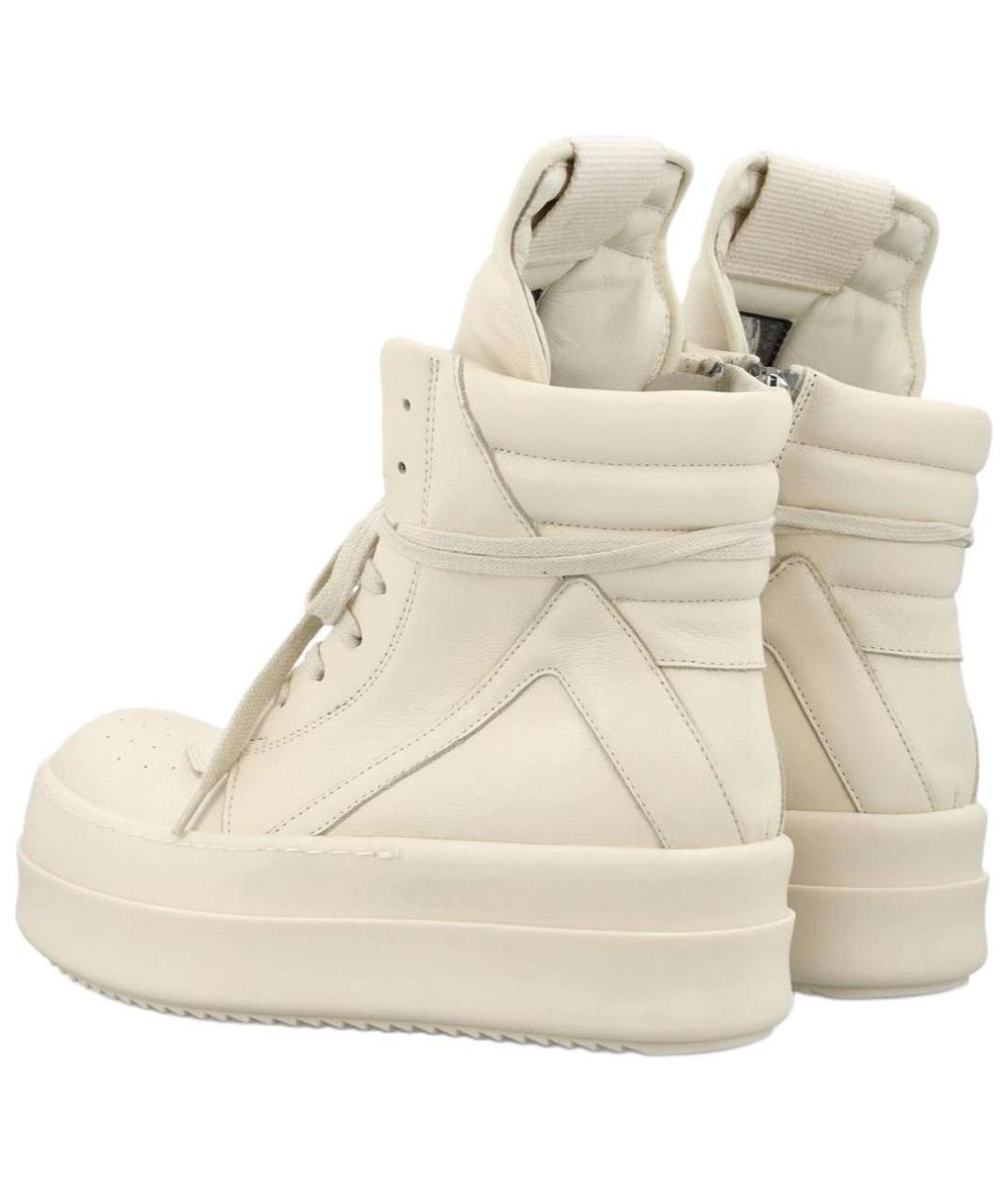 RICK OWENS Бежевые кожаные кроссовки, фото 5