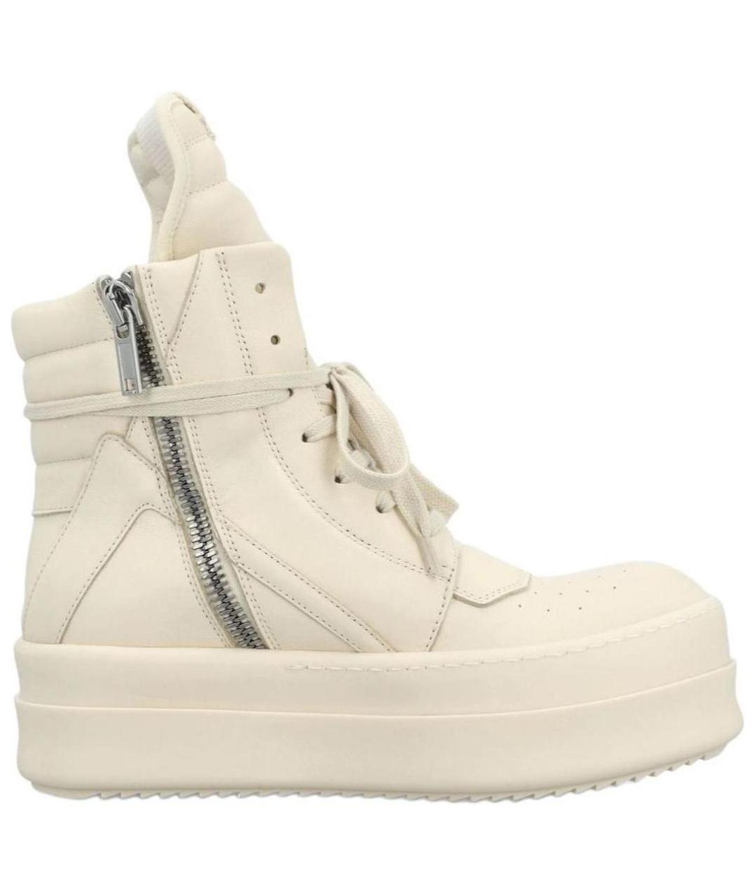 RICK OWENS Бежевые кожаные кроссовки, фото 1