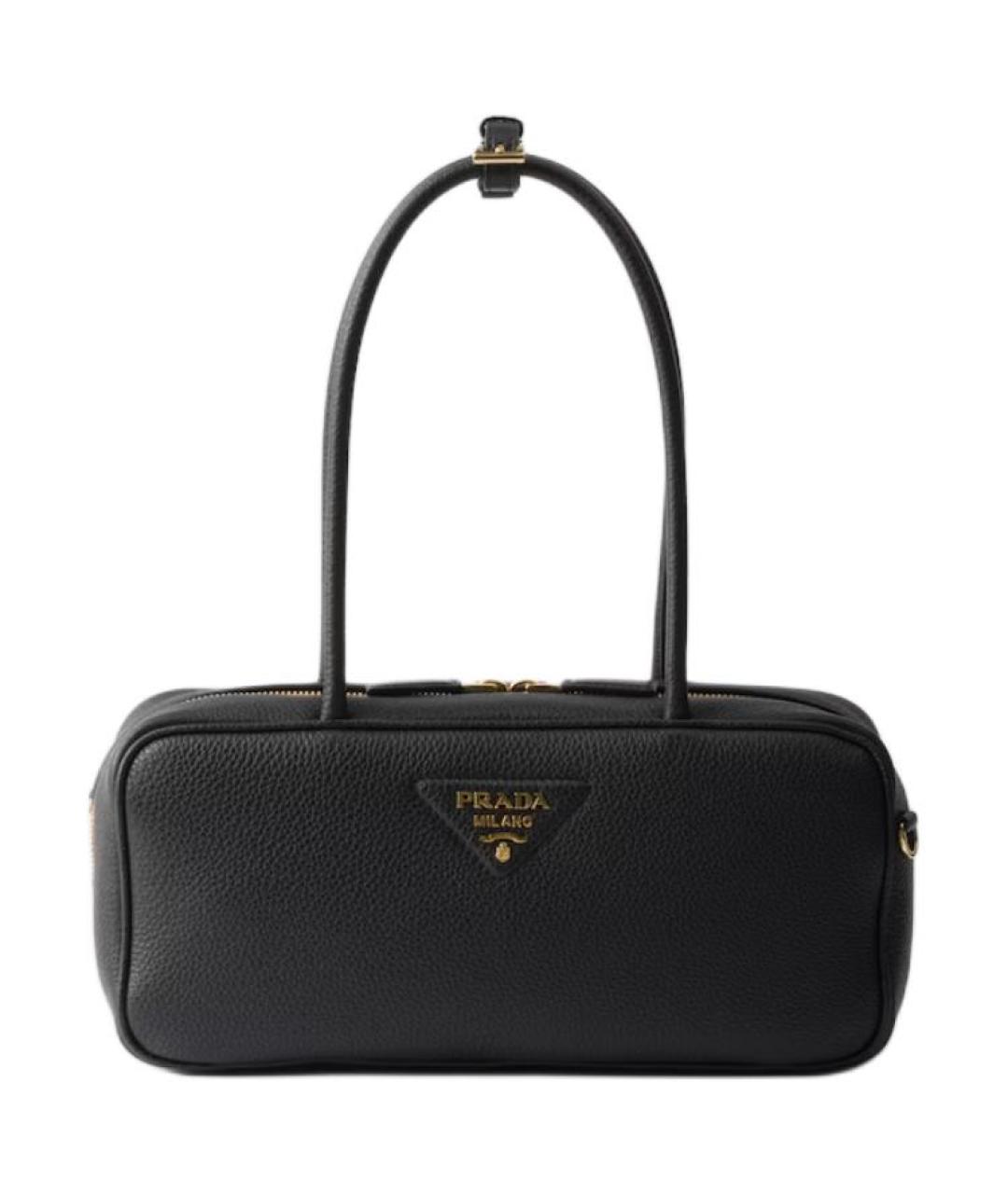 PRADA Черная кожаная сумка с короткими ручками, фото 1