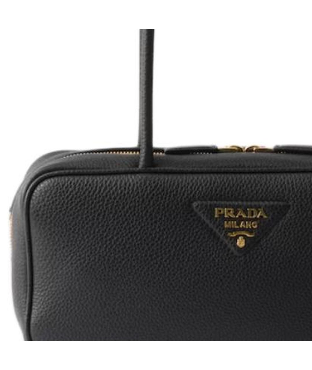 PRADA Черная кожаная сумка с короткими ручками, фото 2