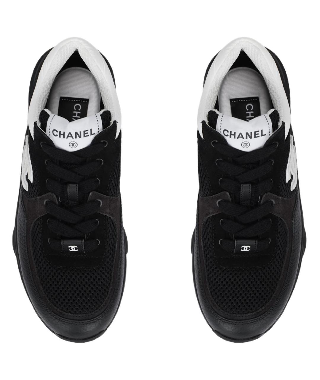 CHANEL Черные кожаные кроссовки, фото 3