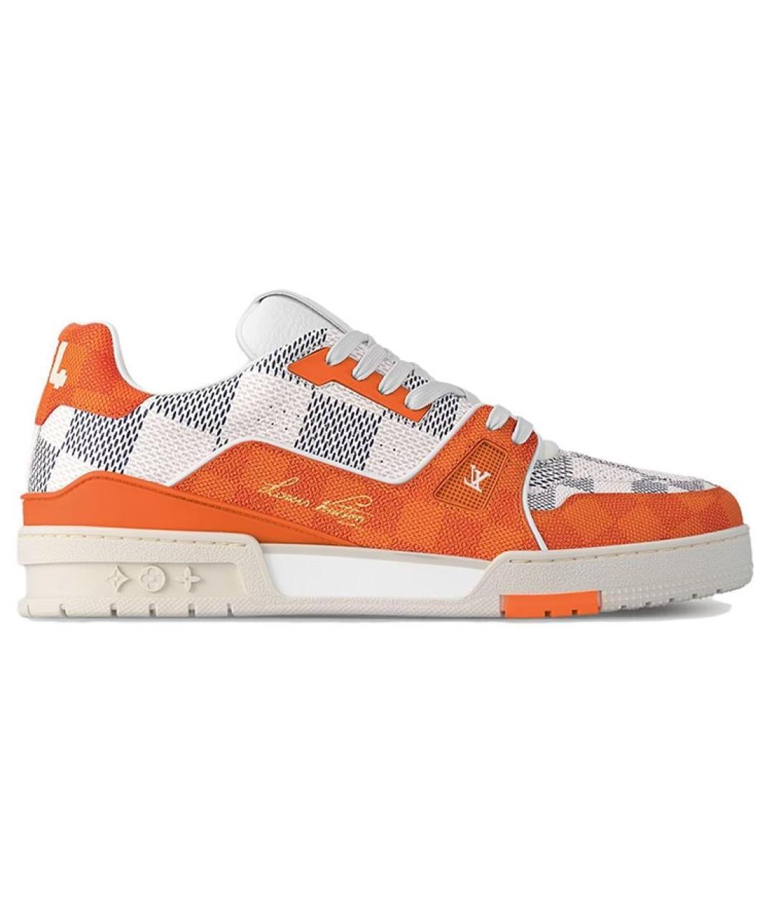 LOUIS VUITTON Оранжевое кожаные кроссовки, фото 1