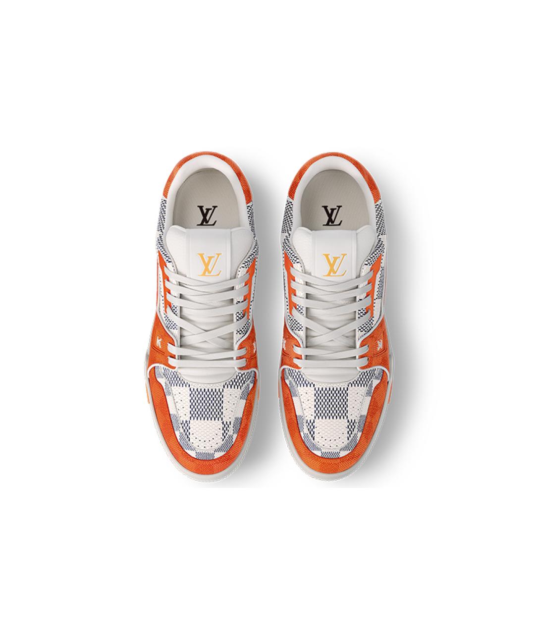 LOUIS VUITTON Оранжевое кожаные кроссовки, фото 3