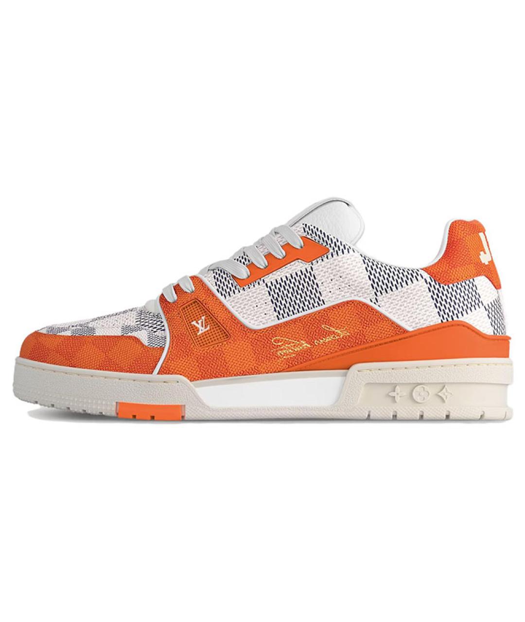 LOUIS VUITTON Оранжевое кожаные кроссовки, фото 6