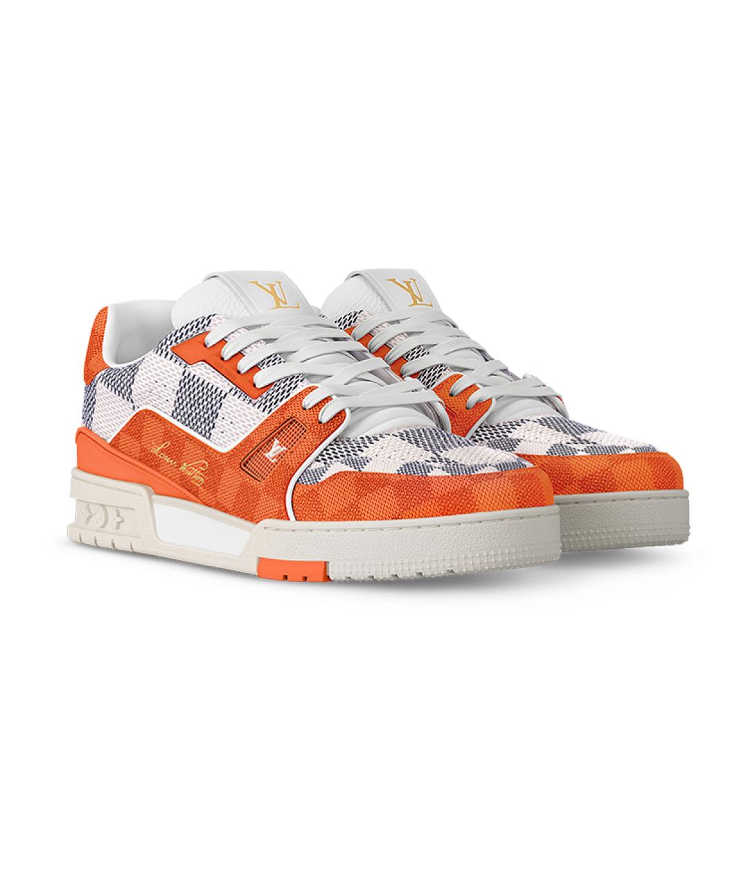 LOUIS VUITTON Оранжевое кожаные кроссовки, фото 2