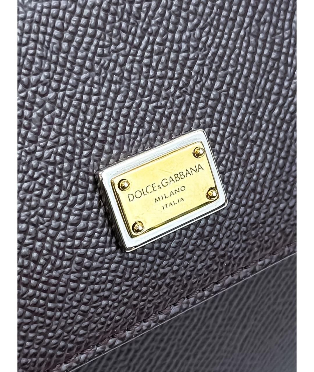 DOLCE&GABBANA Фиолетовая кожаная сумка с короткими ручками, фото 7